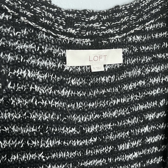 Ann Taylor Loft Cardigan Sweater Black White Stripe Small - Picture 7 of 12